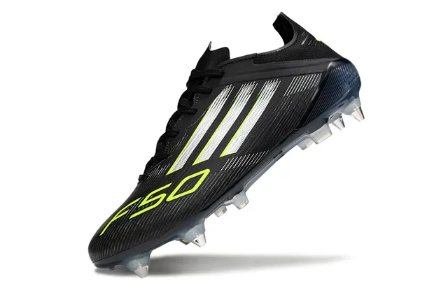 Adidas Black Green Low-Cut Synthetic Upper Asymmetrical Lacing Firm-Ground Soccer Shoes 3