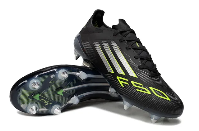 Adidas Black Green Low-Cut Synthetic Upper Asymmetrical Lacing Firm-Ground Soccer Shoes 4