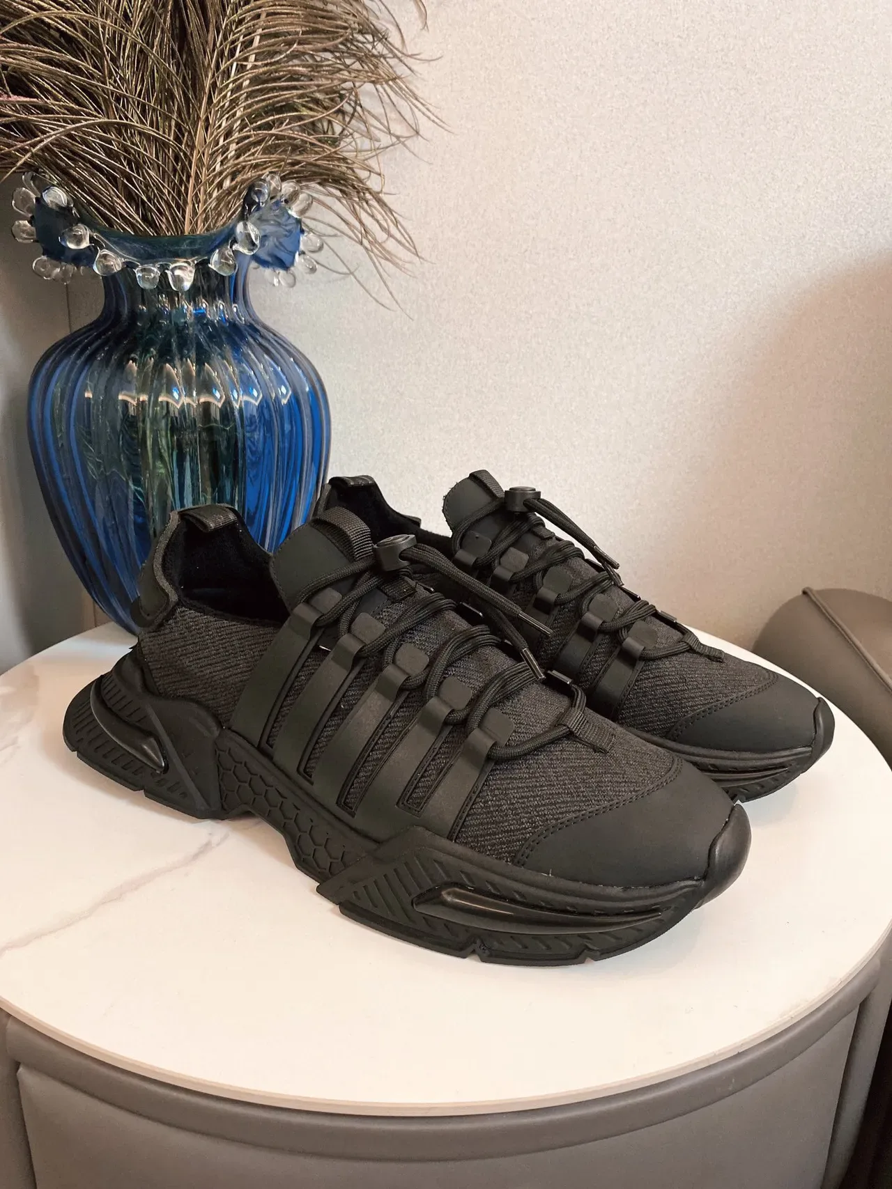 Adidas Black Monochrome Knit Upper Sneakers 2
