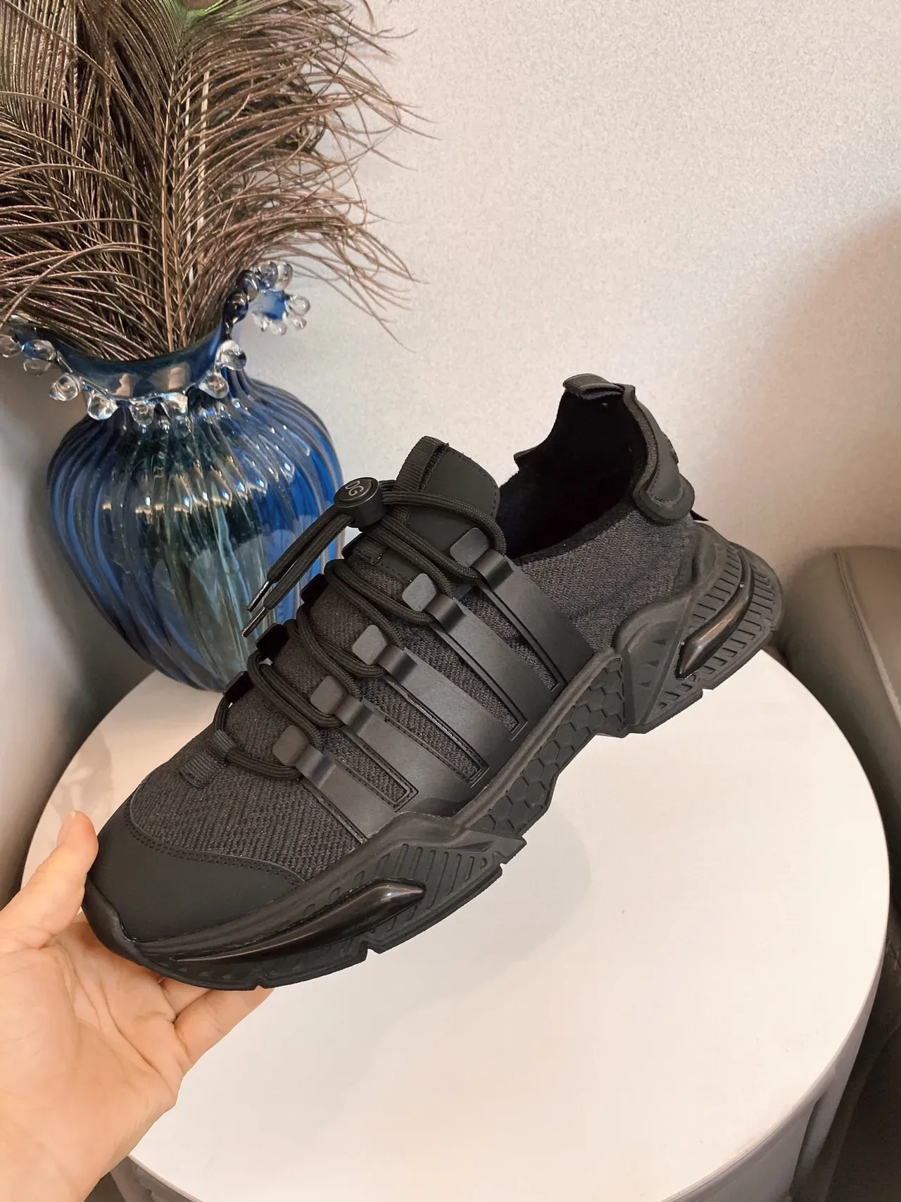 Adidas Black Monochrome Knit Upper Sneakers 5