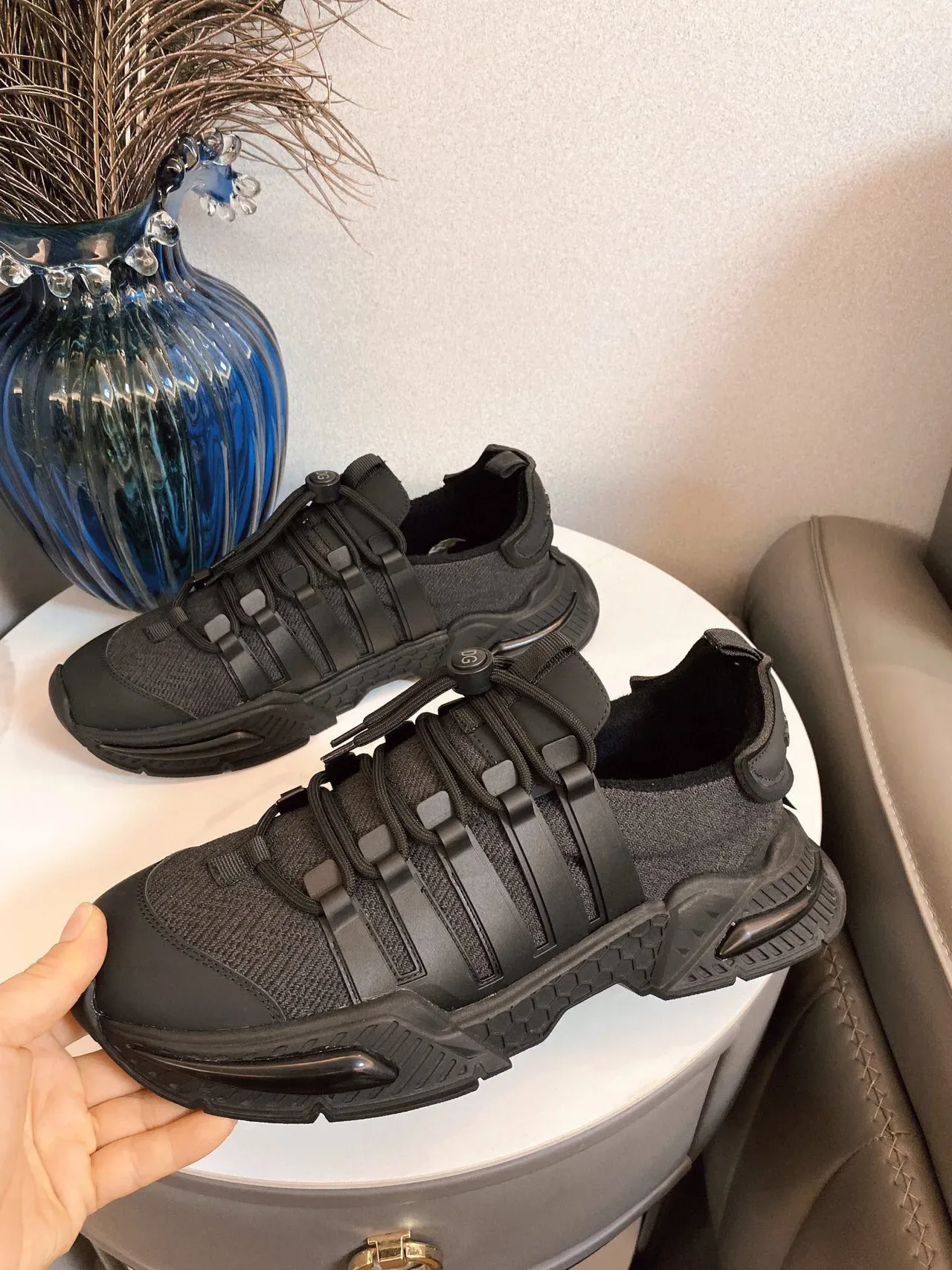 Adidas Black Monochrome Knit Upper Sneakers 6