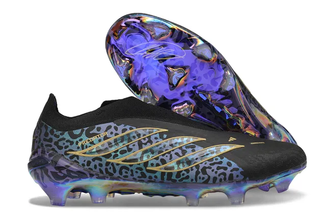 Adidas Black Multicolor Sock-Fit Collar Leopard-Print Overlay Firm-Ground Soccer Shoes 1