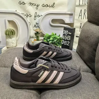 Adidas Black Pink Low-Top Leather Upper Lifestyle Sneakers