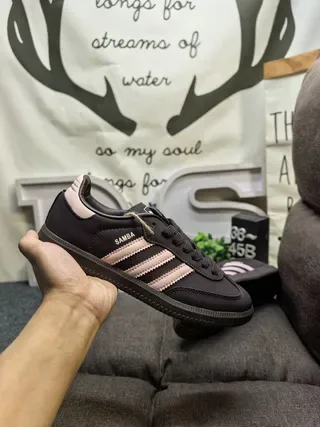 Adidas Black Pink Low-Top Leather Upper Lifestyle Sneakers 5