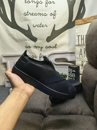 Adidas Black Slip-On Elastic Strap Lifestyle Sneakers 5
