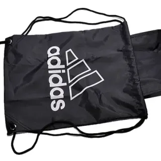 Adidas Black White Drawstring Closure Lightweight Synthetic Fabric Handbag
