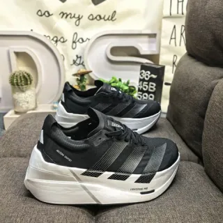 Adidas Negro Blanco Parte Superior Malla Engineered Cordones Asimétricos Zapatos de correr