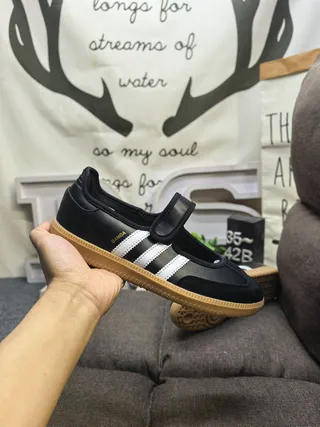 Adidas Black White Laceless Strap-Closure Mary Jane Shoes 5