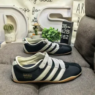 Adidas Black White Laceless Strap Closure Three Stripes Lifestyle Sneakers