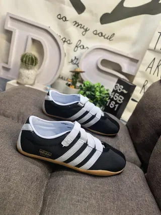 Adidas Black White Laceless Velcro Strap Canvas Upper Lifestyle Sneakers 9