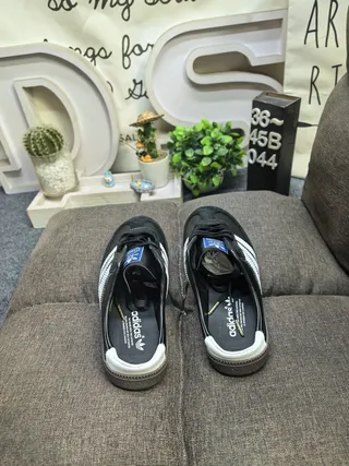 Adidas Black White Leather Upper Three-Stripe Side Lifestyle Sneakers 8