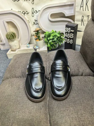 Adidas Black White Leather Upper Three-Stripe Side Panel Loafer 10