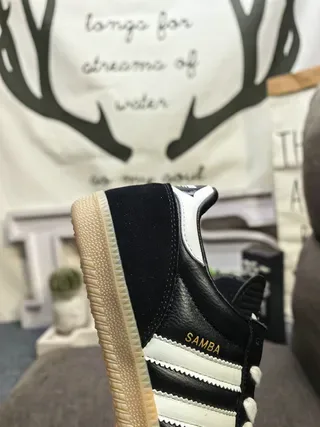 Adidas Black White Leather Upper Three Stripes Lifestyle Sneakers 3