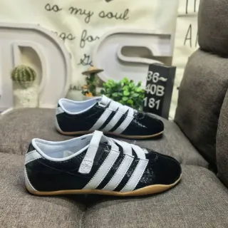 Adidas Black White Low-Top Velcro Strap Lifestyle Sneakers