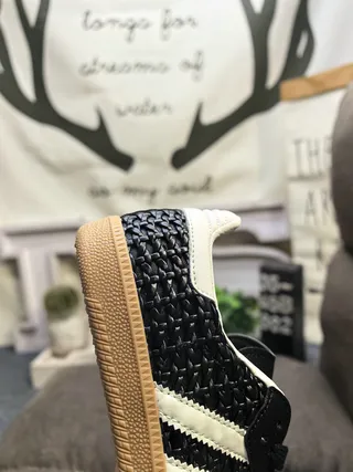 Adidas Black White Textured Woven Upper Three Stripes Lifestyle Sneakers 3