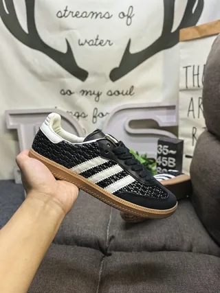 Adidas Black White Textured Woven Upper Three Stripes Lifestyle Sneakers 5