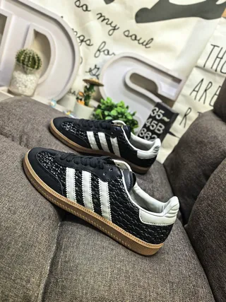 Adidas Black White Textured Woven Upper Three Stripes Lifestyle Sneakers 7