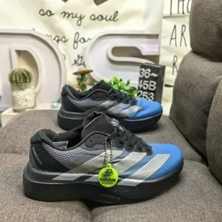 Adidas 蓝黑 工程网面鞋面 三条纹侧边品牌 跑鞋