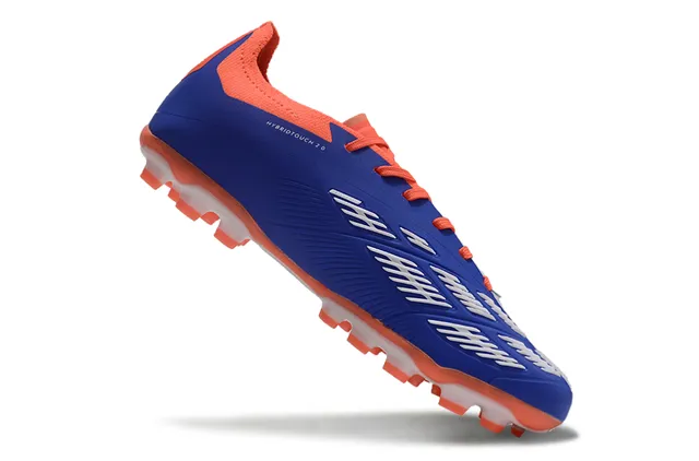 Adidas Blue Orange Low-Cut Synthetic Upper Three White Stripes Firm-Ground Soccer Shoes 2