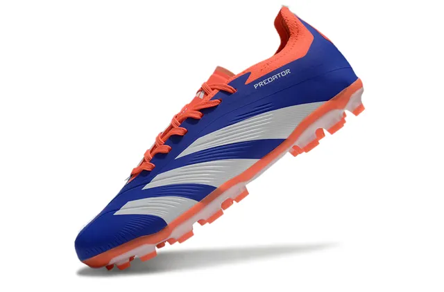 Adidas Blue Orange Low-Cut Synthetic Upper Three White Stripes Firm-Ground Soccer Shoes 3