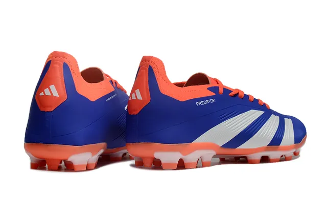Adidas Blue Orange Low-Cut Synthetic Upper Three White Stripes Firm-Ground Soccer Shoes 5