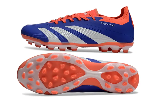Adidas Blue Orange Low-Cut Synthetic Upper Three White Stripes Firm-Ground Soccer Shoes 6