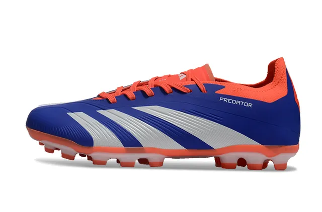 Adidas Blue Orange Low-Cut Synthetic Upper Three White Stripes Firm-Ground Soccer Shoes 7