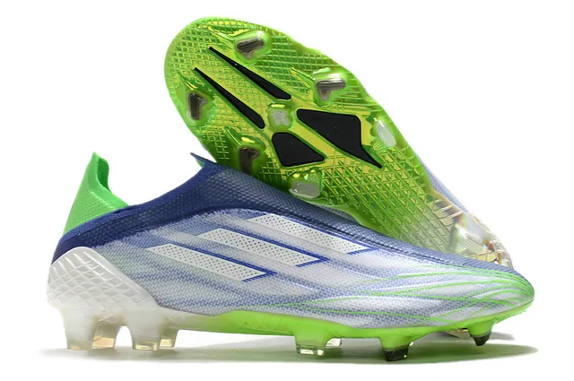 Adidas Chaussures de football bleu rose semelle holographique iridescente upper sock-fit coupe basse terrain ferme 4
