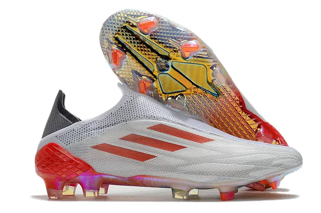 Adidas Chaussures de football bleu rose semelle holographique iridescente upper sock-fit coupe basse terrain ferme 10