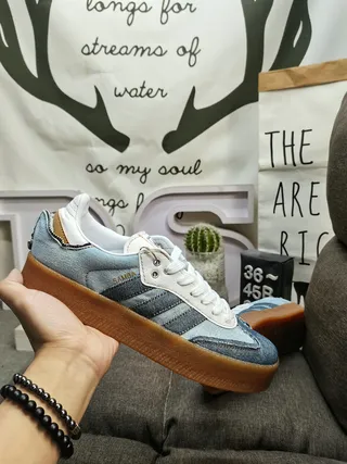 Adidas Blue White Denim Upper Three-Stripe Side Panel Lifestyle Sneakers 5