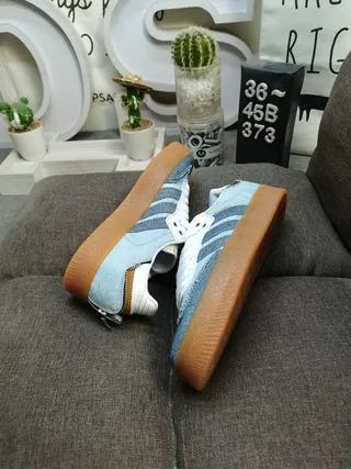 Adidas Blue White Denim Upper Three-Stripe Side Panel Lifestyle Sneakers 6