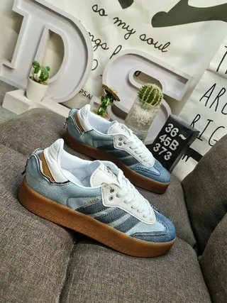 Adidas Blue White Denim Upper Three-Stripe Side Panel Lifestyle Sneakers 9