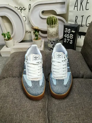 Adidas Blue White Denim Upper Three-Stripe Side Panel Lifestyle Sneakers 10