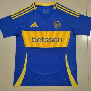 Adidas Boca Juniors أزرق أصفر V-Neck قصيرة الأكمام جيرسي