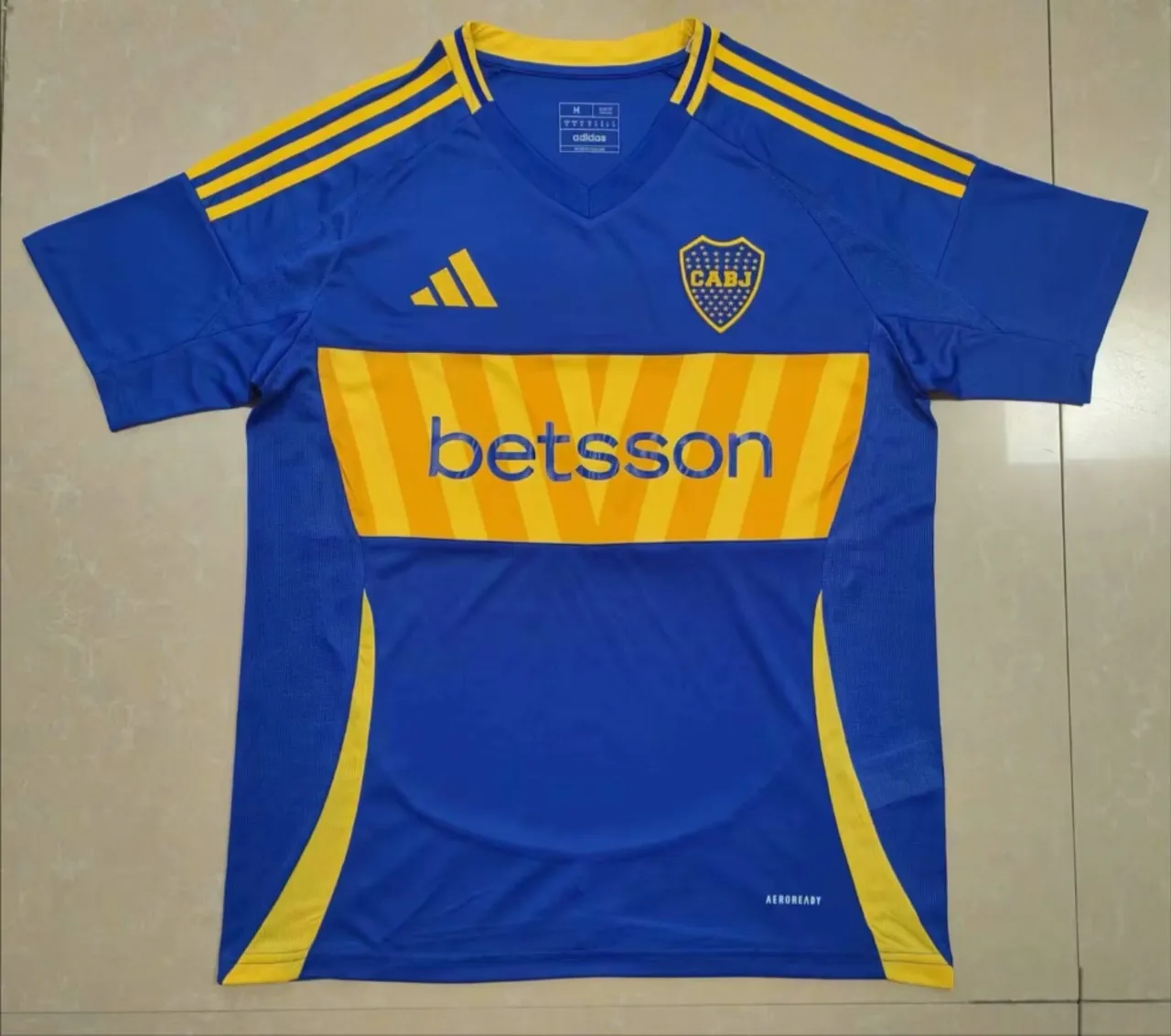 Adidas Boca Juniors Bleu Jaune col V manches courtes maillot 3