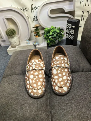 Adidas Brown Beige Polka-Dot Print Three-Stripe Side Panel Loafer 10