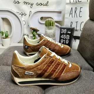 Adidas Brown Beige Vintage-Inspired Suede And Velour Upper Lifestyle Sneakers