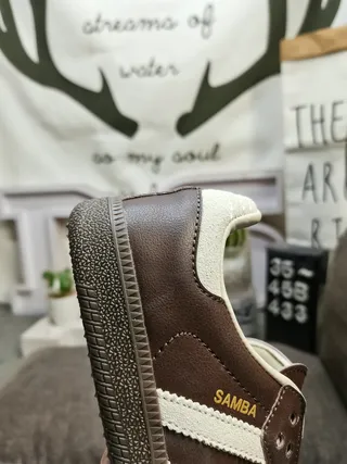 Adidas Brown White Leather Upper Three-Stripe Side Panel Lifestyle Sneakers 3