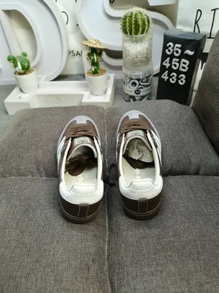 Adidas Brown White Leather Upper Three-Stripe Side Panel Lifestyle Sneakers 8