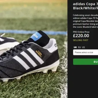 Adidas Copa Mundial काला सफेद लाल मजबूत जमीन फुटबॉल जूते