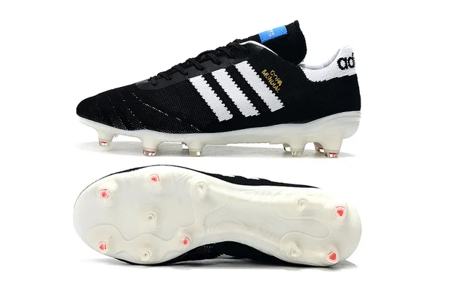 Adidas Copa Mundial কালো সাদা লাল দৃঢ় মাটি ফুটবল জুতা 11
