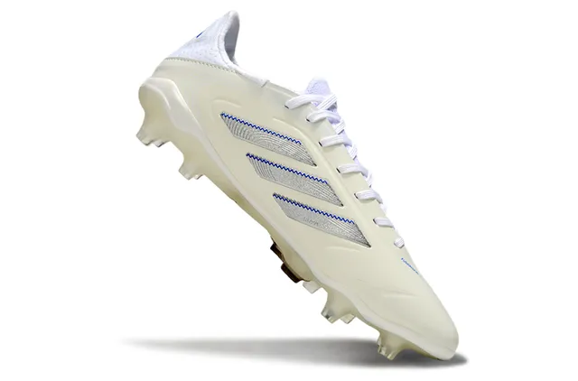 Adidas Copa White Blue Low-Cut Lace-Up Metallic Silver Stripes Firm-Ground Soccer Shoes 2