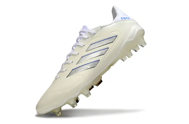 Adidas Copa White Blue Low-Cut Lace-Up Metallic Silver Stripes Firm-Ground Soccer Shoes 3