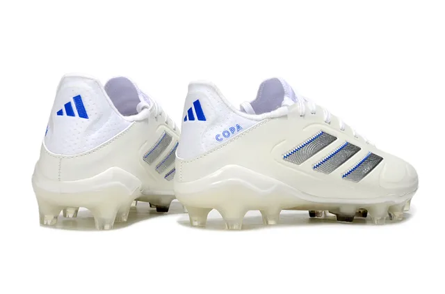 Adidas Copa White Blue Low-Cut Lace-Up Metallic Silver Stripes Firm-Ground Soccer Shoes 5