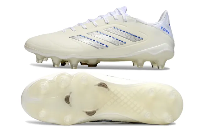 Adidas Copa White Blue Low-Cut Lace-Up Metallic Silver Stripes Firm-Ground Soccer Shoes 6