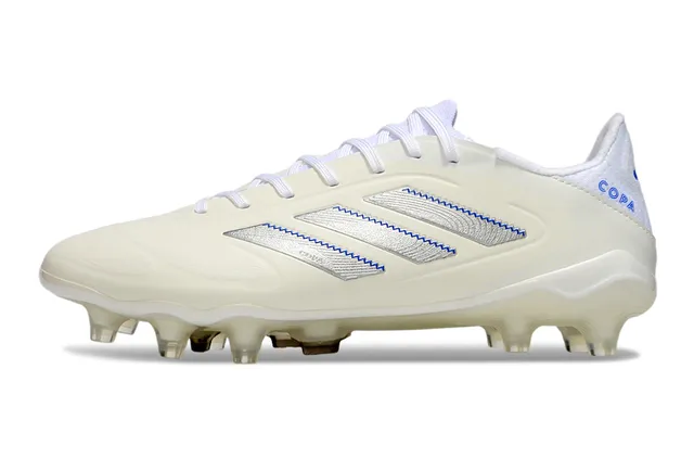 Adidas Copa White Blue Low-Cut Lace-Up Metallic Silver Stripes Firm-Ground Soccer Shoes 7