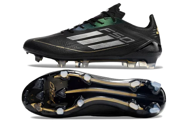 Adidas F50 Black Gold Textured Synthetic Upper Outsole Firm-Ground Soccer Shoes 5