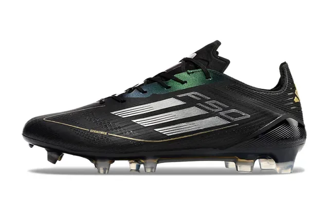 Adidas F50 Black Gold Textured Synthetic Upper Outsole Firm-Ground Soccer Shoes 6