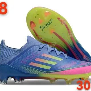 Adidas F50 Blue Multicolor Low-Cut Knit Upper Sprintweb Cage Overlay Firm-Ground Soccer Shoes