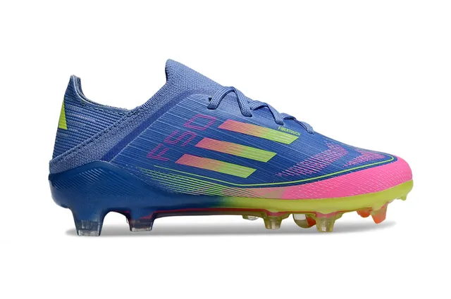 Adidas F50 Blue Multicolor Low-Cut Knit Upper Sprintweb Cage Overlay Firm-Ground Soccer Shoes 9